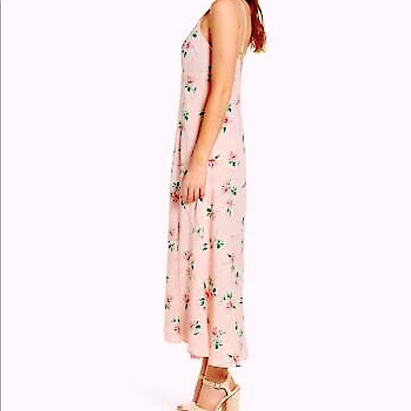 NWT Lush Women's V-Neck Midi Blush Wine Floral Dress Sz S - Picture 3 of 3